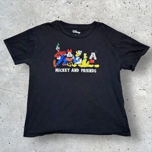 Disney Mickey & Friends Embroidered Black T‑Shirt Size Medium